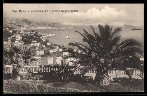 AK San Remo, Panorama dal Giardino Regina Elena