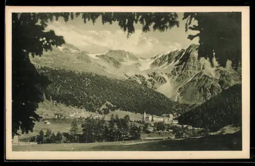 AK Solda, Veduta con l`Albergo Eller e montagne sullo sfondo