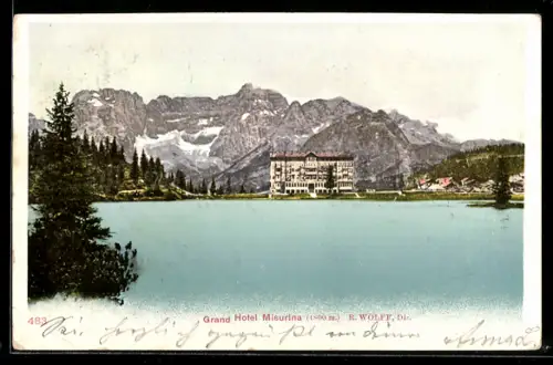 AK Misurina, Grand Hotel Misurina e vista sulle montagne circostanti