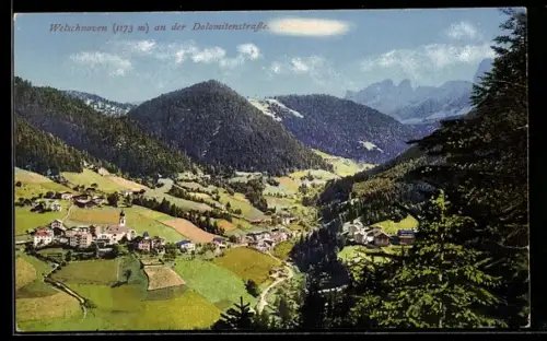 AK Welschnofen, Vista panoramica sulla strada delle Dolomiti