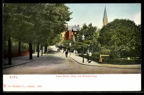AK Kiel, Strasseneck Claus Groth-Platz und Niemannsweg