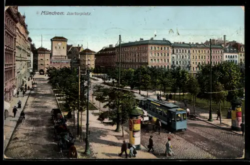 AK München, Strassenbahn am Isartorplatz