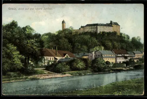 AK Greiz, Blick auf das obere Schloss