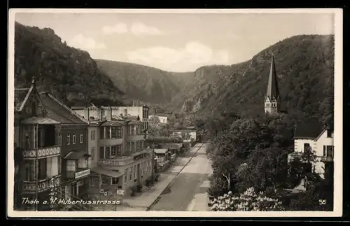AK Thale a. H., Blick in die Hubertusstrasse