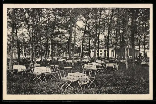 AK Rösrath, Waldrestaurant Blockhaus, Inh. Fr. J. Breuch, Gartenansicht