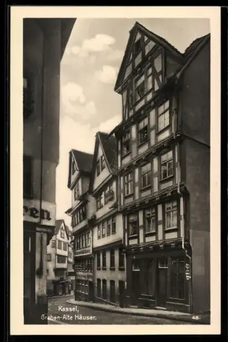 AK Kassel, Graben, Alte Häuser