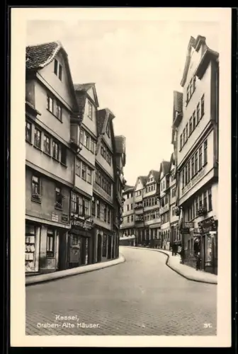 AK Kassel, Graben, Alte Häuser