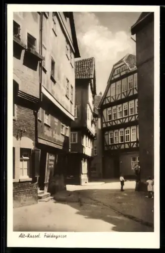 AK Kassel, Fuldagasse, Fachwerkhäuser