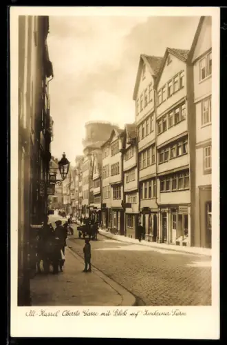 AK Kassel, Oberste Gasse mit Blick auf Zwehrener Turm