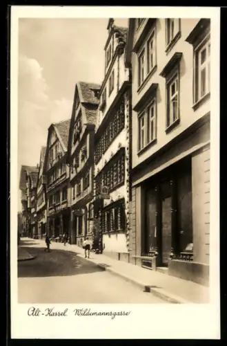 AK Kassel, Wildemannsgasse, Fachwerkhäuser