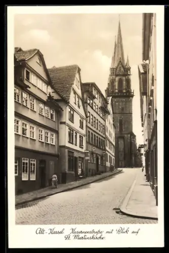 AK Kassel, Kasernenstrasse, Blick auf St. Martinskirche