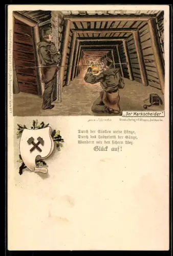 Lithographie Der Markscheider im Schacht
