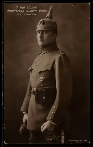 AK Grossherzog Wilhelm Ernst von Sachsen-Weimar-Eisenach in Uniform