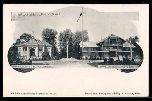 AK Wien, Jubiläums-Ausstellung 1898, Pavillon Fürst Schwarzenberg, Pavillon Erzherzog Friedrich