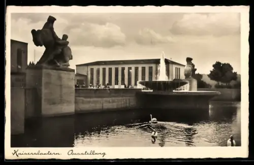 AK Kaiserslautern, Ausstellung, Ausstellungsgelände mit Springbrunnen