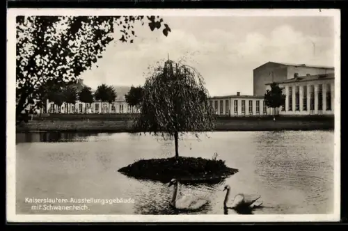 AK Kaiserslautern, Ausstellungsgebäude mit Schwanenteich
