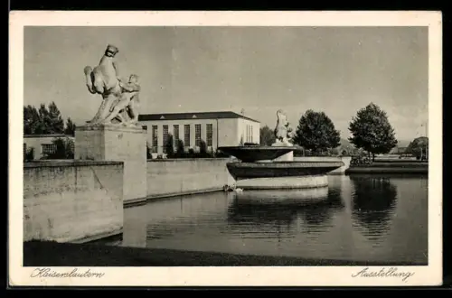 AK Kaiserslautern, Ausstellung, Panorama vom Wasser aus