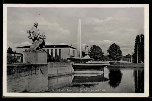 AK Kaiserslautern, Ausstellungsgelände, Teilansicht mit Fontäne