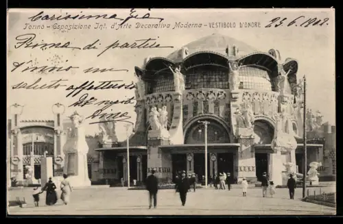 AK Torino, Esposizione Inter. d`Arte Decorativa Moderna, Vestibolo d`Onore