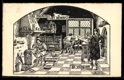 Künstler-AK Turin, Esposizione Internazionale delle Industrie e del Lavoro 1911, Holzschnitt, Buchdruck