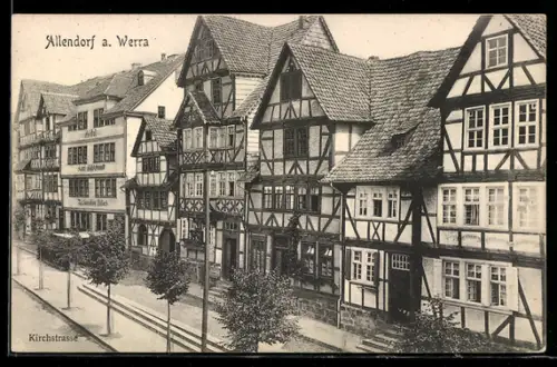 AK Allendorf a. Werra, Kirchstrasse mit Hotel von Karl Hildebrandt