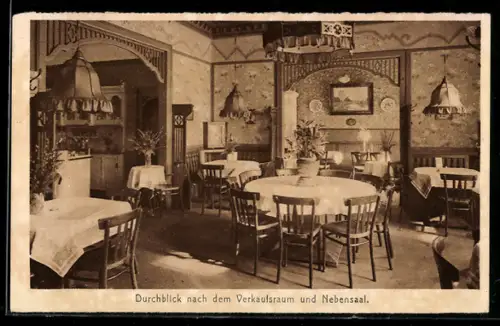 AK Hamburg, Vegetarisches Restaurant Ananas, Durchblick zum Verkaufsraum, Alsterarkaden