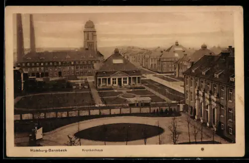 AK Hamburg-Barmbek, Ansicht vom Krankenhaus