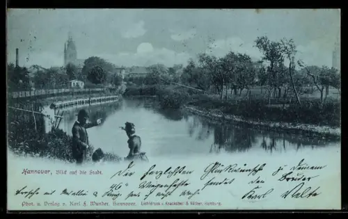 Mondschein-AK Hannover, Blick auf die Stadt