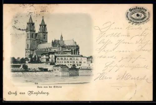 AK Magdeburg, Dom von der Elbseite