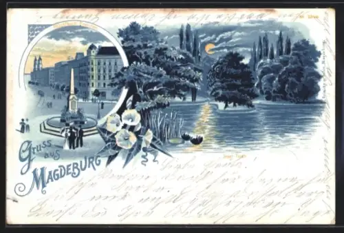 Lithographie Magdeburg, Insel-Teich
