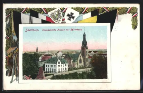 AK Saarlouis, Evangelische Kirche mit Pfarrhaus