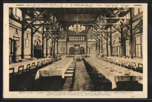 AK Alten-Grabow, Truppenübungsplatz, Kaserne, Offizier-Kasino, Speisesaal, Innenansicht