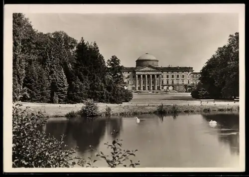 AK Kassel, Schloss Wilhelmshöhe, Mittelbau, Gartenseite