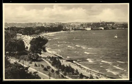 AK Eckernförde, Strandpromenade und Stadtansicht