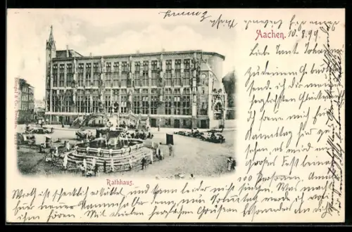 AK Aachen, Rathaus, Brunnen