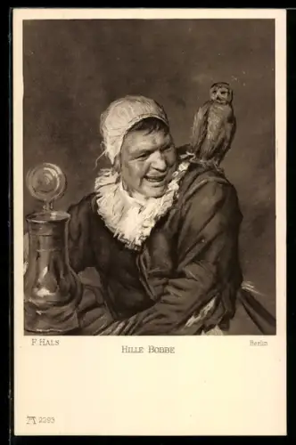 AK Hille Bobbe mit Eule auf der Schulter