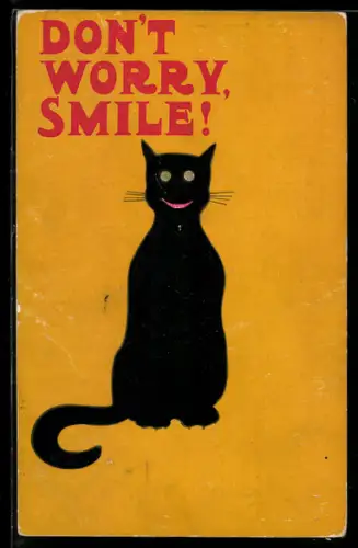 AK Don`t Worry, Smile!, Lächelnde schwarze Katze
