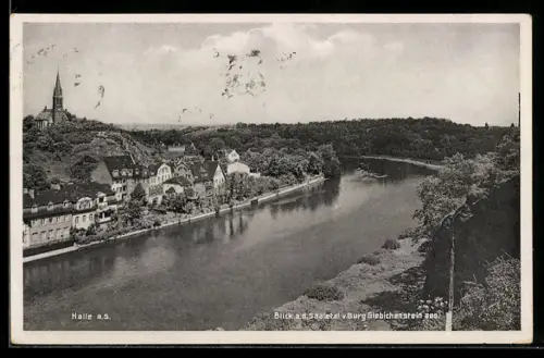 AK Halle a. S., Blick auf das Saaletal von Burg Giebichenstein aus