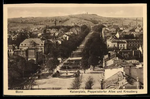 AK Bonn, Kaiserplatz, Poppelsdorfer Allee und Kreuzberg