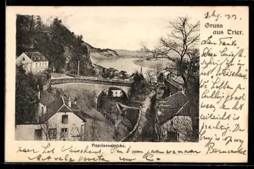AK Trier, Napoleonsbrücke mit Umgebung aus der Vogelschau