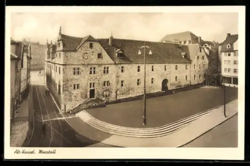 AK Kassel, Alt-Kassel, Marstall mit Strasse aus der Vogelschau