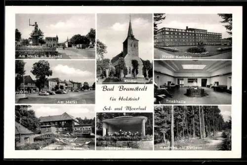 AK Bad Bramstedt i. Holstein, Kirche, Neues Kurhaus, Am Markt mit Roland