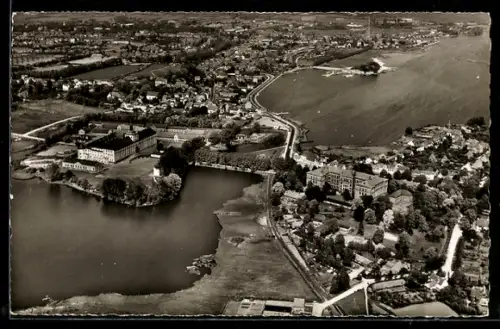 AK Schleswig an der Schlei, Luftaufnahme Schloss Gottorf, Ortsansicht, Schlei