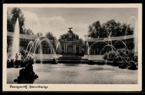 AK Bayreuth, Eremitage, Sonnentempel, Springbrunnen
