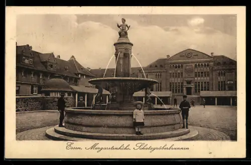 AK Essen, Schatzgräberbrunnen auf der Margaretenhöhe