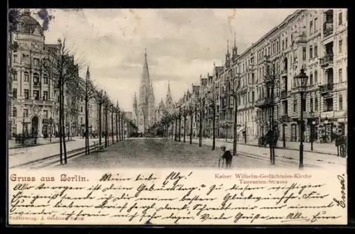 AK Berlin-Charlottenburg, Kaiser Wilhelm-Gedächtnis-Kirche in der Tauenzien-Strasse
