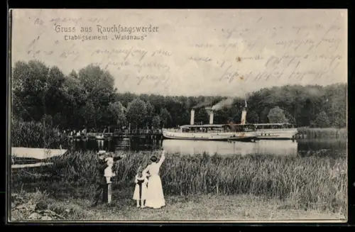 AK Berlin-Rauchfangswerder, Gasthaus Waldhaus mit Dampfer