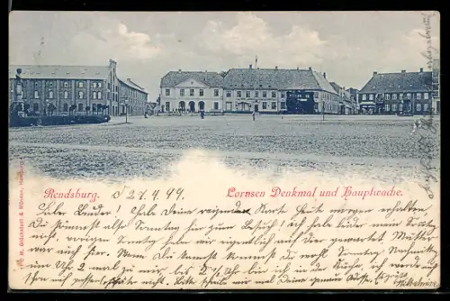 AK Rendsburg, Lornsen-Denkmal und Hauptwache