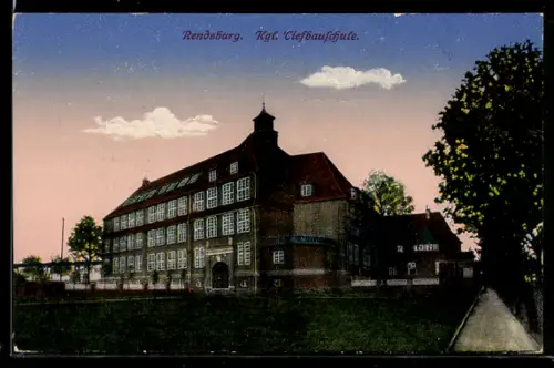 AK Rendsburg, Blick auf die Kgl. Tiefbauschule