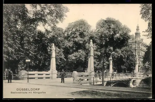 AK Düsseldorf, Bastionsbrücke mit Königsallee
